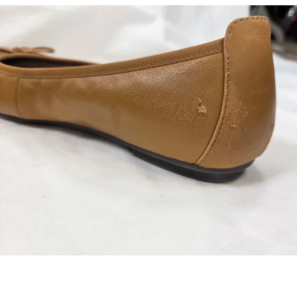 Vionic Tan Brown Leather Ballet Flats Shoes Bow Women's US size 8 25 CM Fair